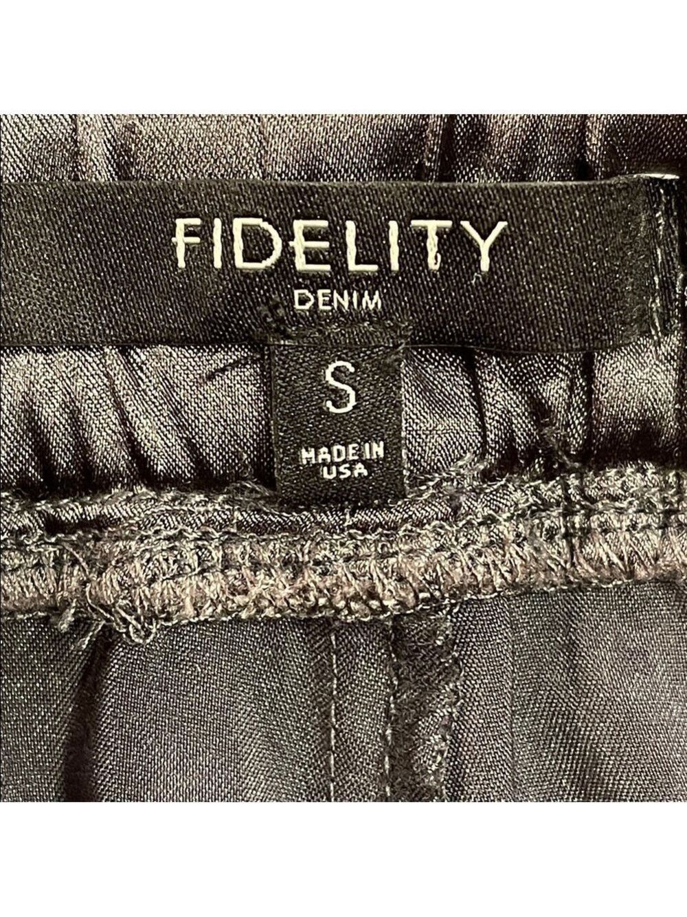 Fidelity Denim Small Charcoal Satin Jogger Pants Drawstring Waist - Picture 7 of 9